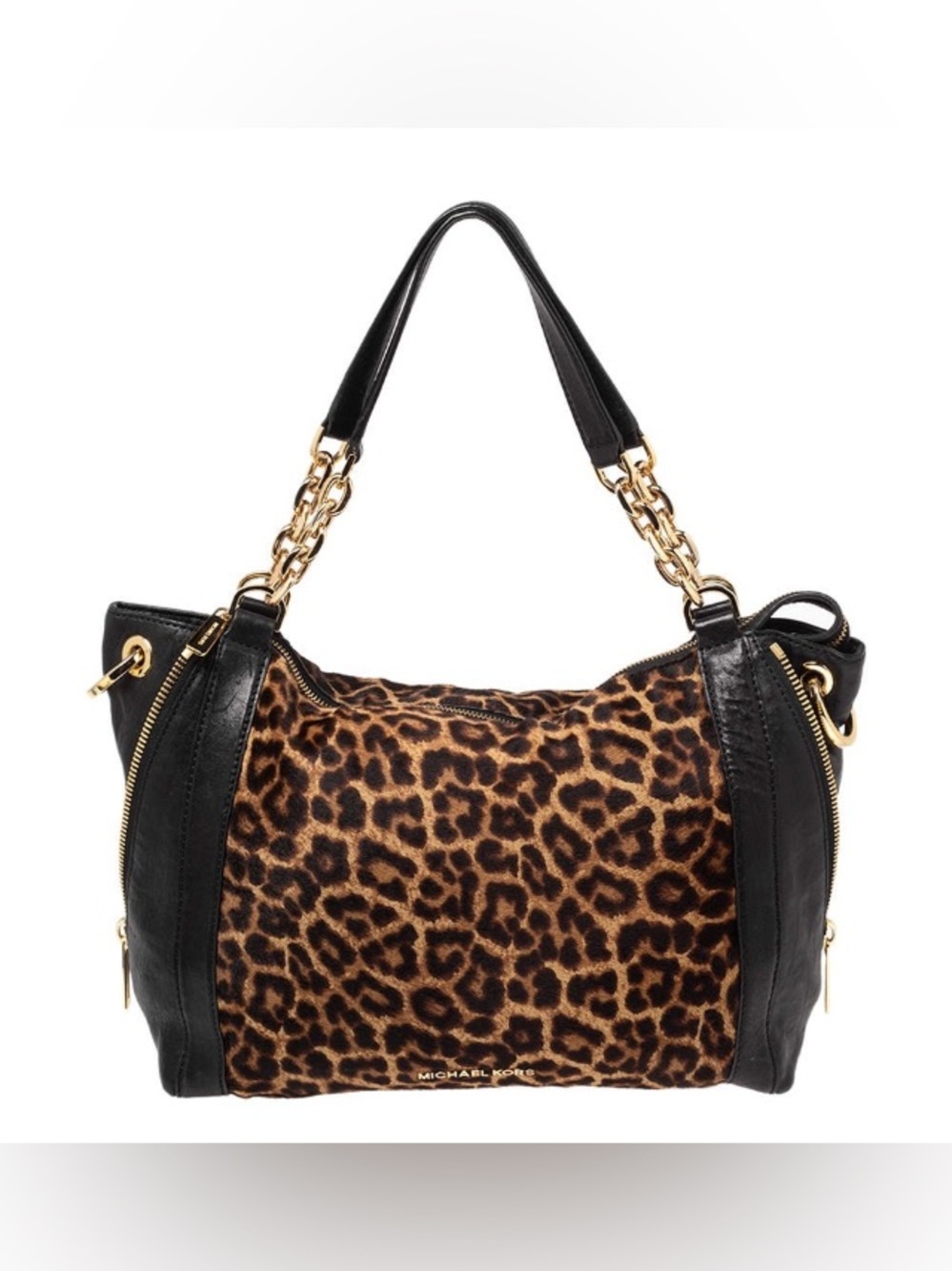 Michael Kors Black and Leopard Print Shoulder Bag BRAND NEW